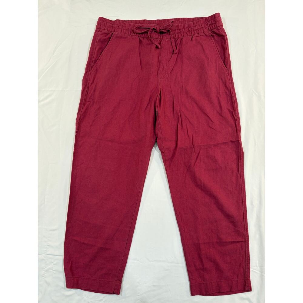 Gap Easy Pant Linen Blend Burgundy Red Size Large Pull On Pants